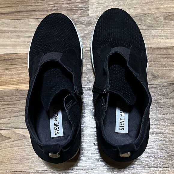 Steve Madden Women’s Size 8 Flavy Hidden Wedge Ankle‎ Bootie Black Suede - Picture 5 of 12